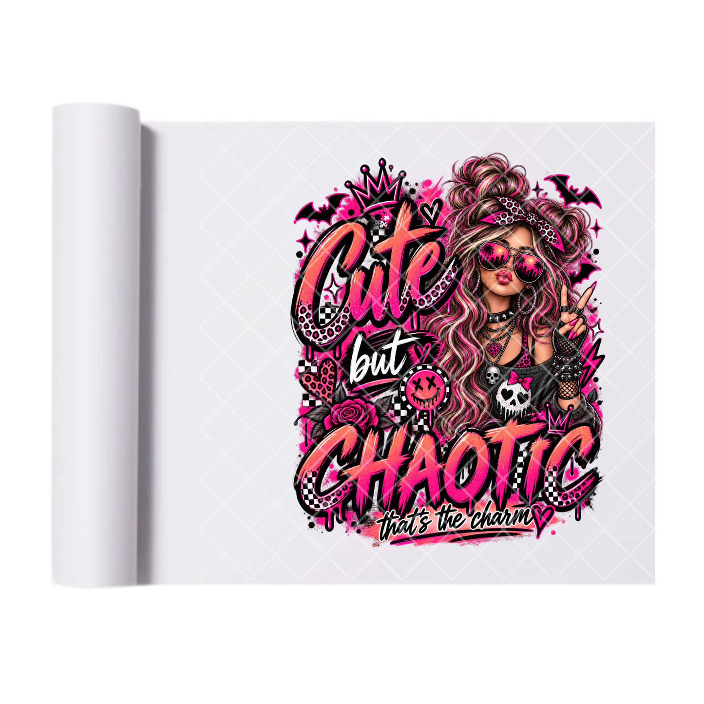 Cute but Chaotic Girl - Ready To Press Print Transfer for Apparel, Cotton, Polyester & Blends - High-Quality Print- Commercial Grade