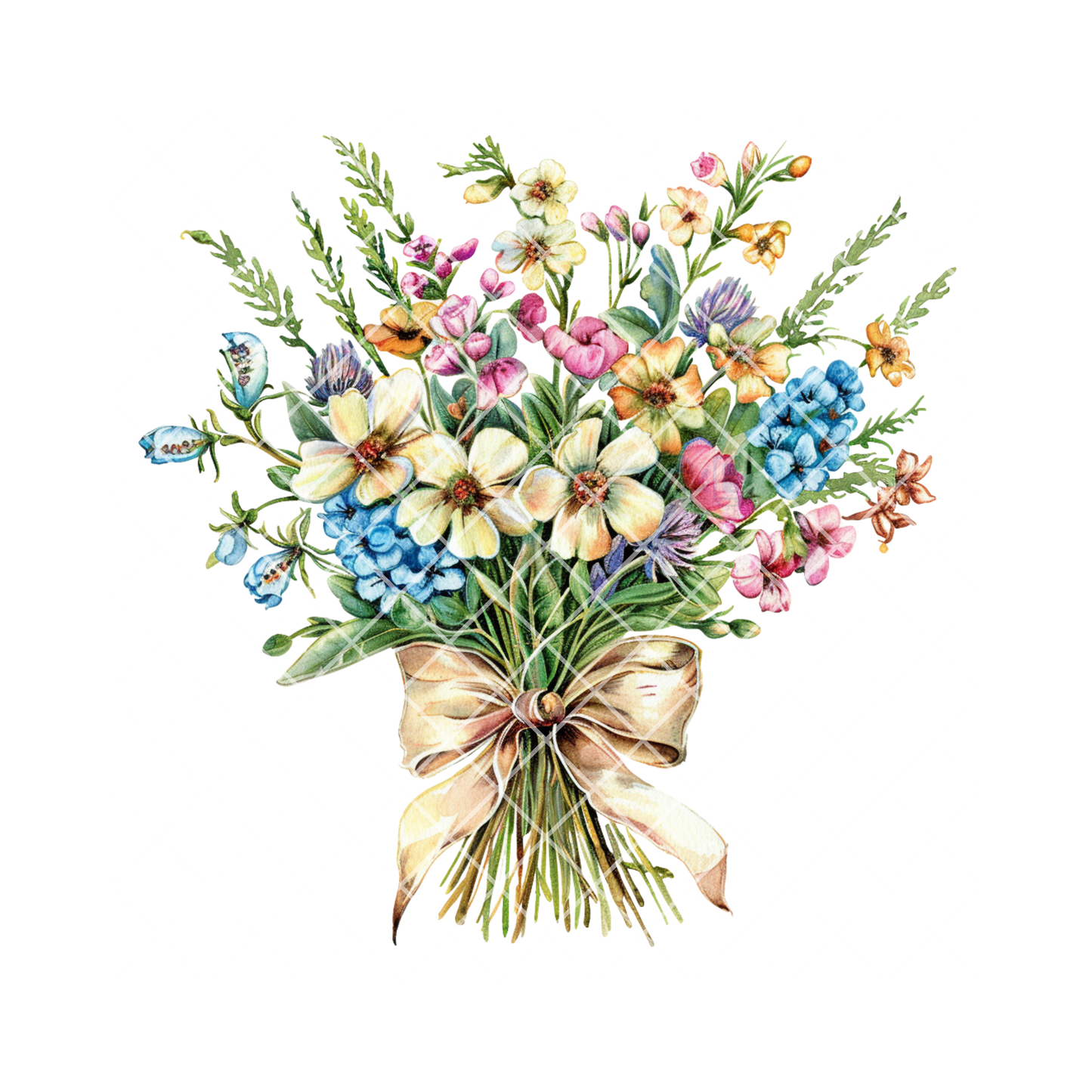 Spring Bouquet white blue pink PNG