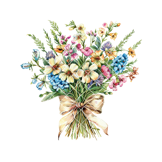 Spring Bouquet white blue pink PNG