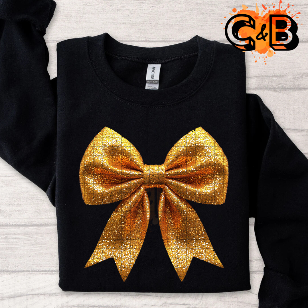 Gold glitter bow PNG