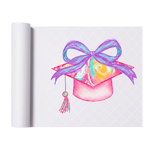 Graduation Pink Purple Ribbon - Direct Print Film Transfer for Trendy T-Shirts, Cotton, Polyester & Blends - High-Quality Print