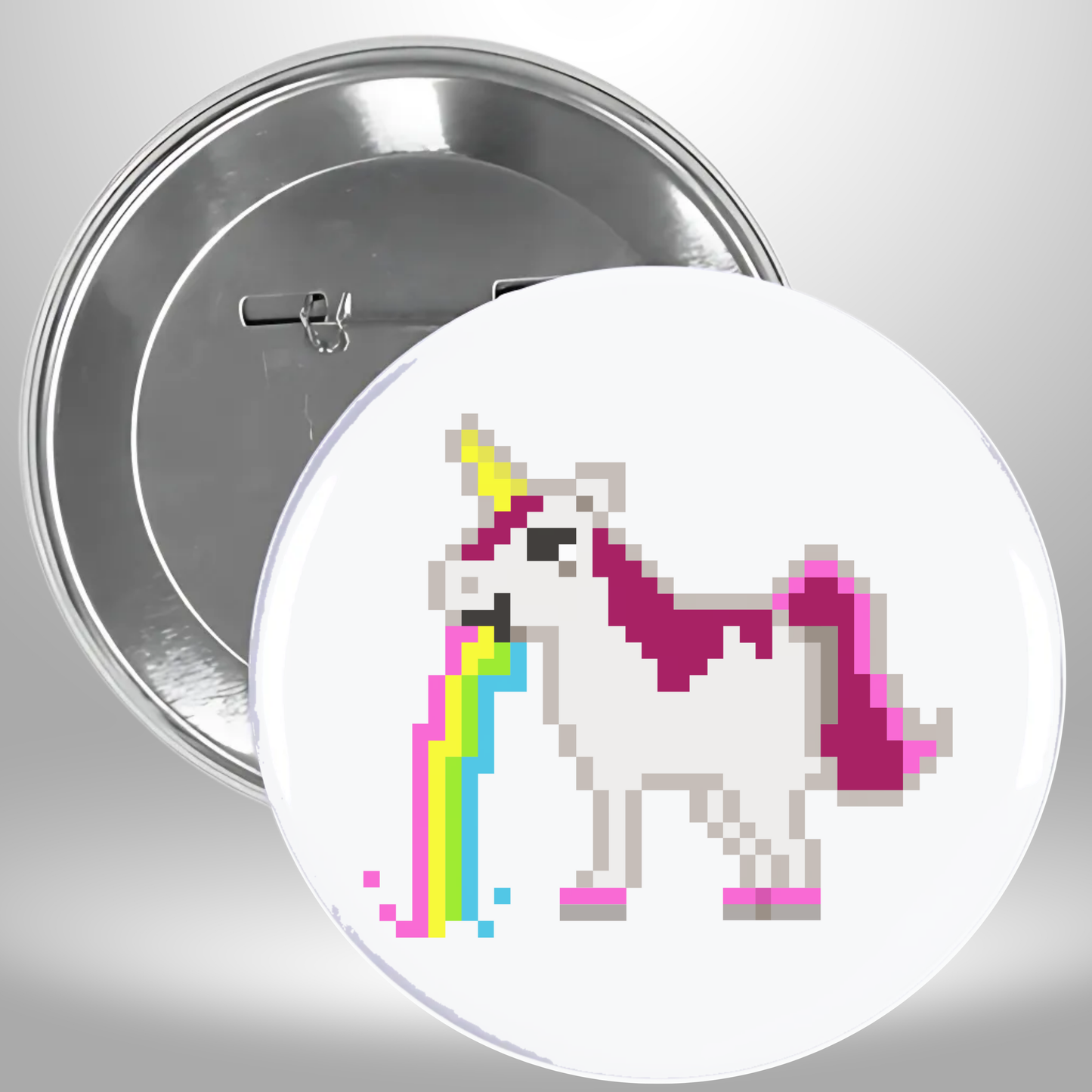 8 Bit Barfing Unicorn Pinback Button