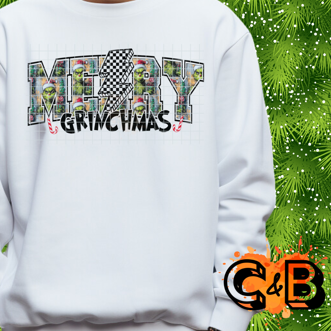 Merry Grinchmas Checkered Bolt PNG