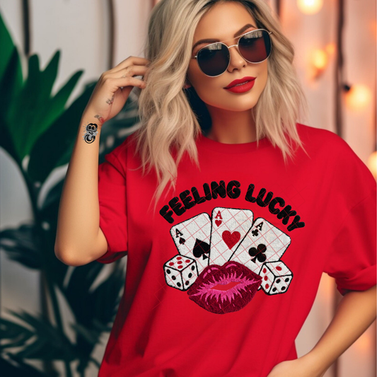 Feeling Lucky Faux Rug - T-Shirt, Premium Graphic, Trendy T-Shirt for Casual Wear