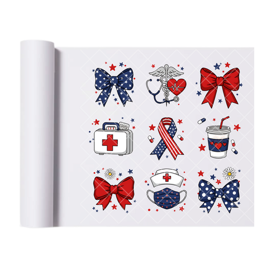 Independence Day Nurse Theme - Direct Print Film Transfer for Trendy T-Shirts, Cotton, Polyester & Blends - High-Quality Print
