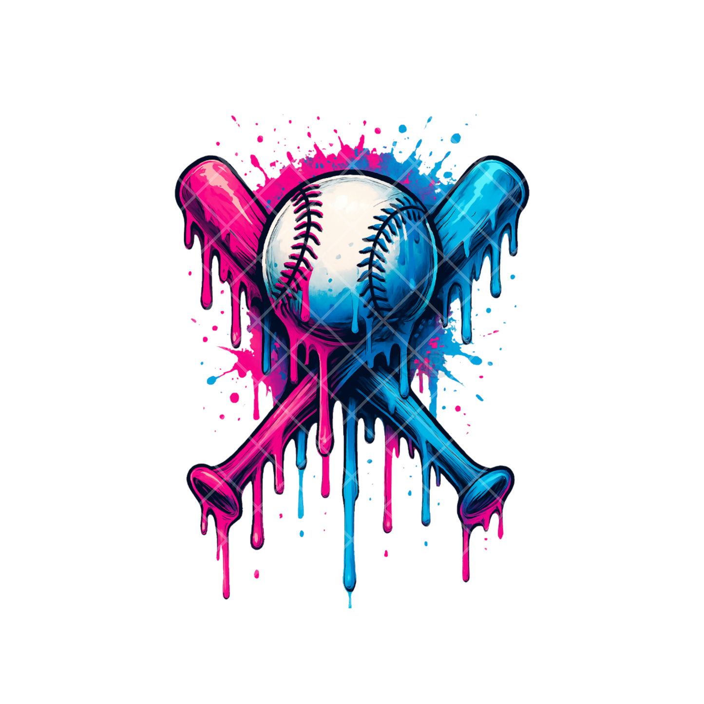 Pink Blue Drip Baseball Club PNG
