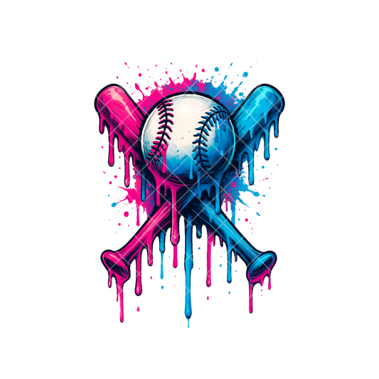 Pink Blue Drip Baseball Club PNG