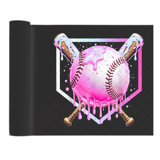 Hot Pink Drip Baseball Club - Direct Print Film Transfer for T-Shirts, Cotton, Polyester & Blends - High-Quality Print