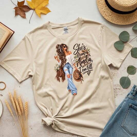 She's From Amelia - Premium Graphic T-Shirt for Casual Wear