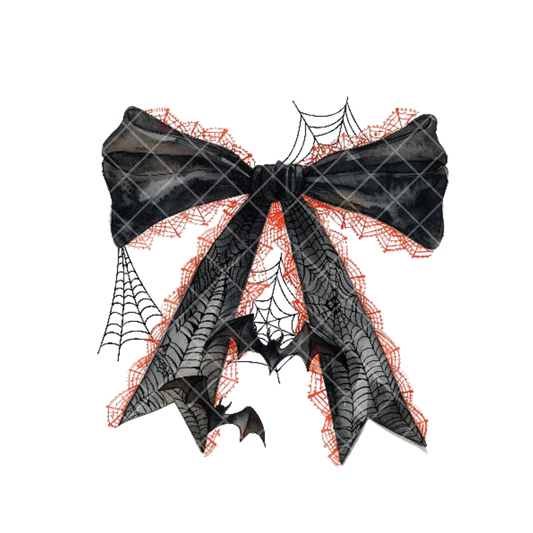 Black Orange Halloween Bow Bats PNG File