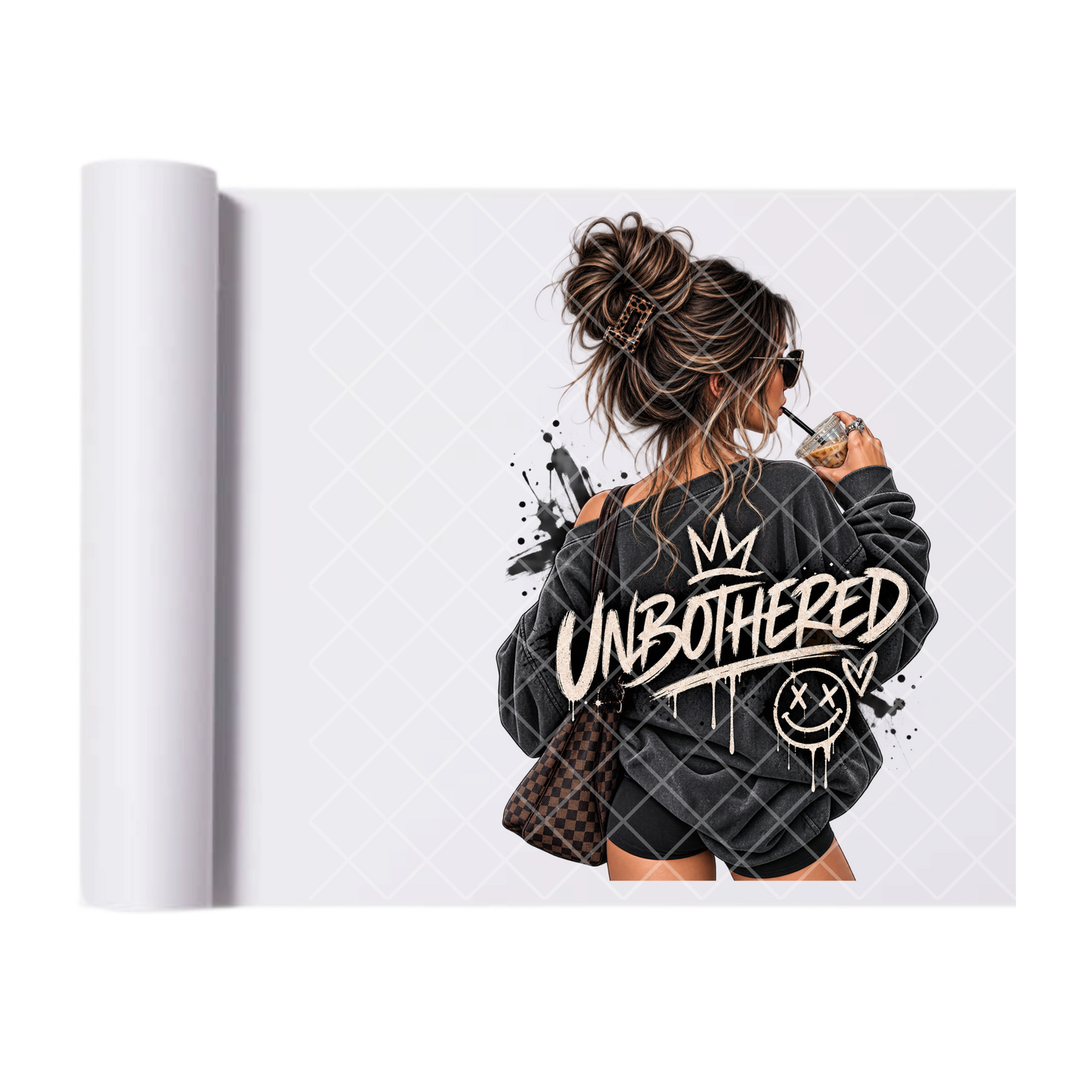 Unbothered Gal - Ready To Press Print Transfer for Apparel, Cotton, Polyester & Blends - High-Quality Print- Commercial Grade