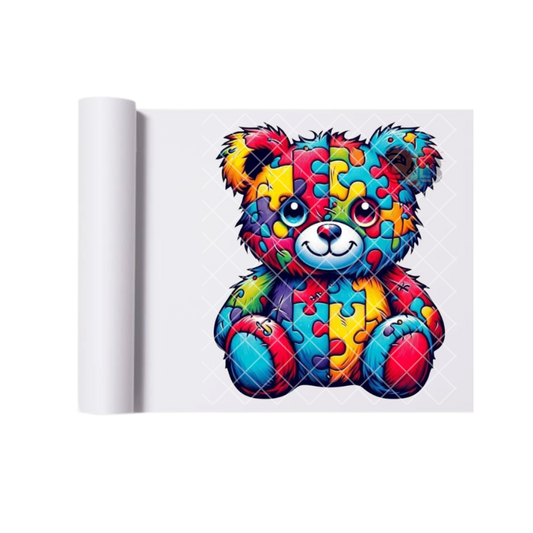 Puzzle Teddy Bear Autism Awareness DTF Transfer