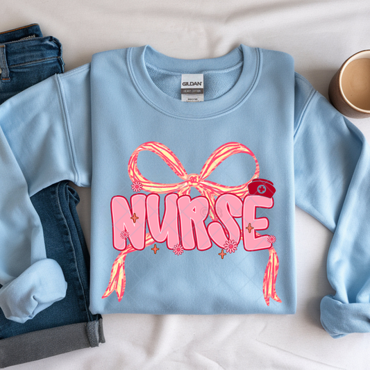 Pink and Red Nurse Bow - Premium Graphic T-Shirt for Casual Wear