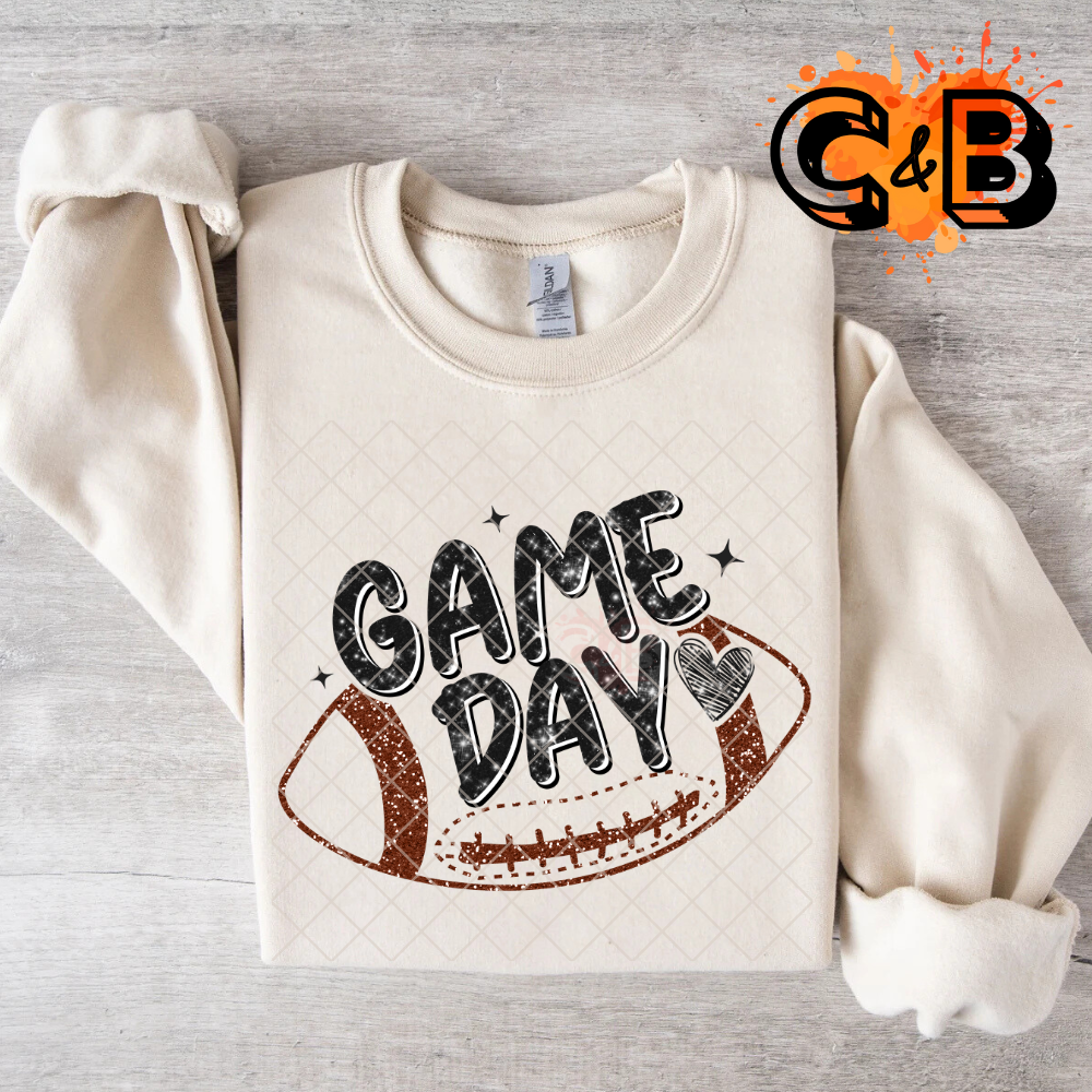 Game day scribble football and heart PNG