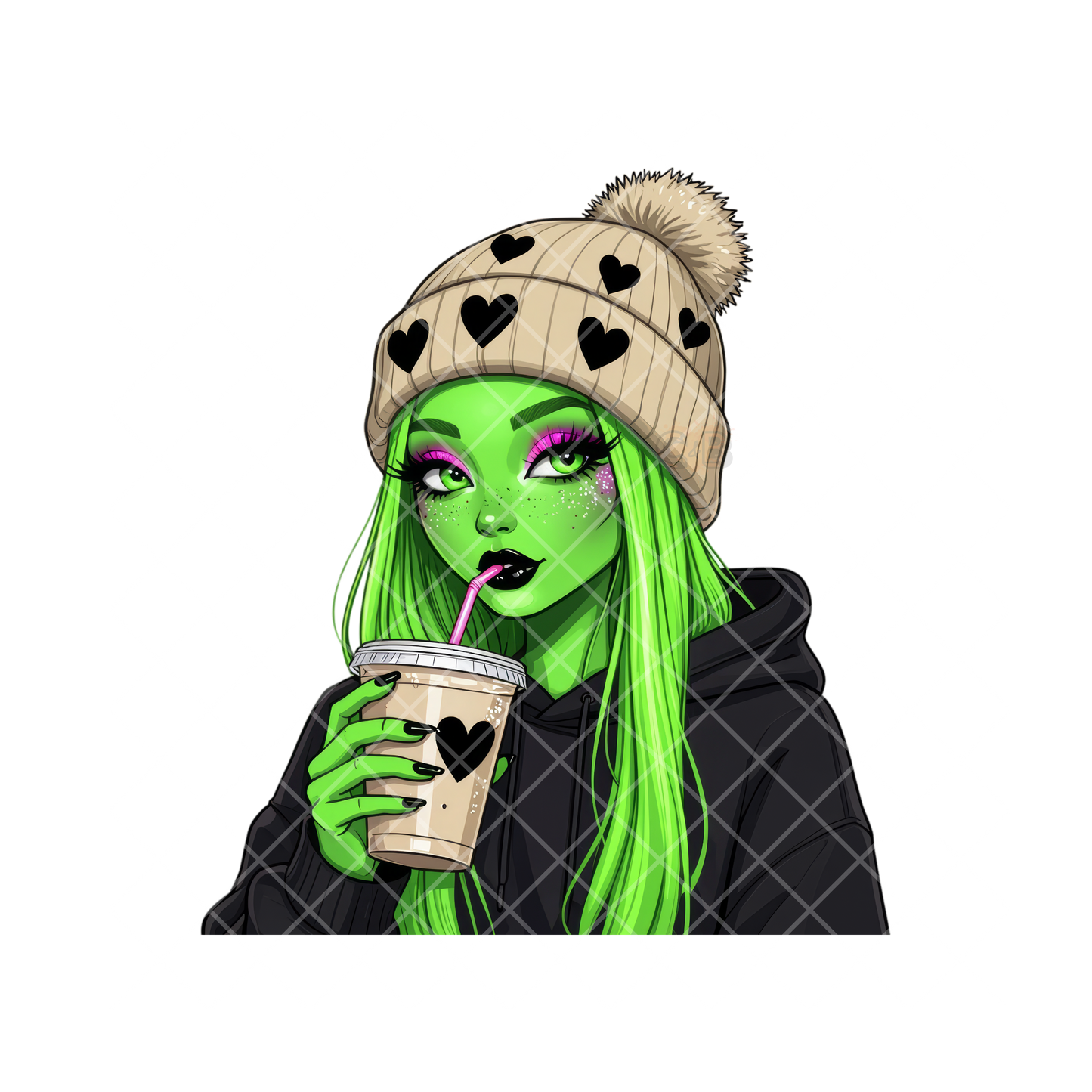 Green Halloween Love Babe PNG File