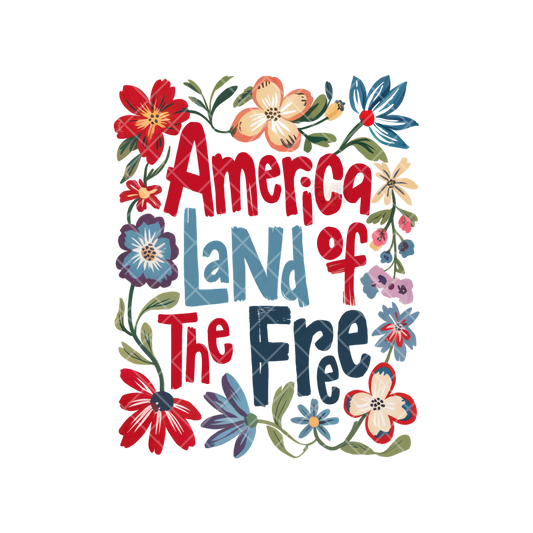 Land Of The Free Floral Design PNG