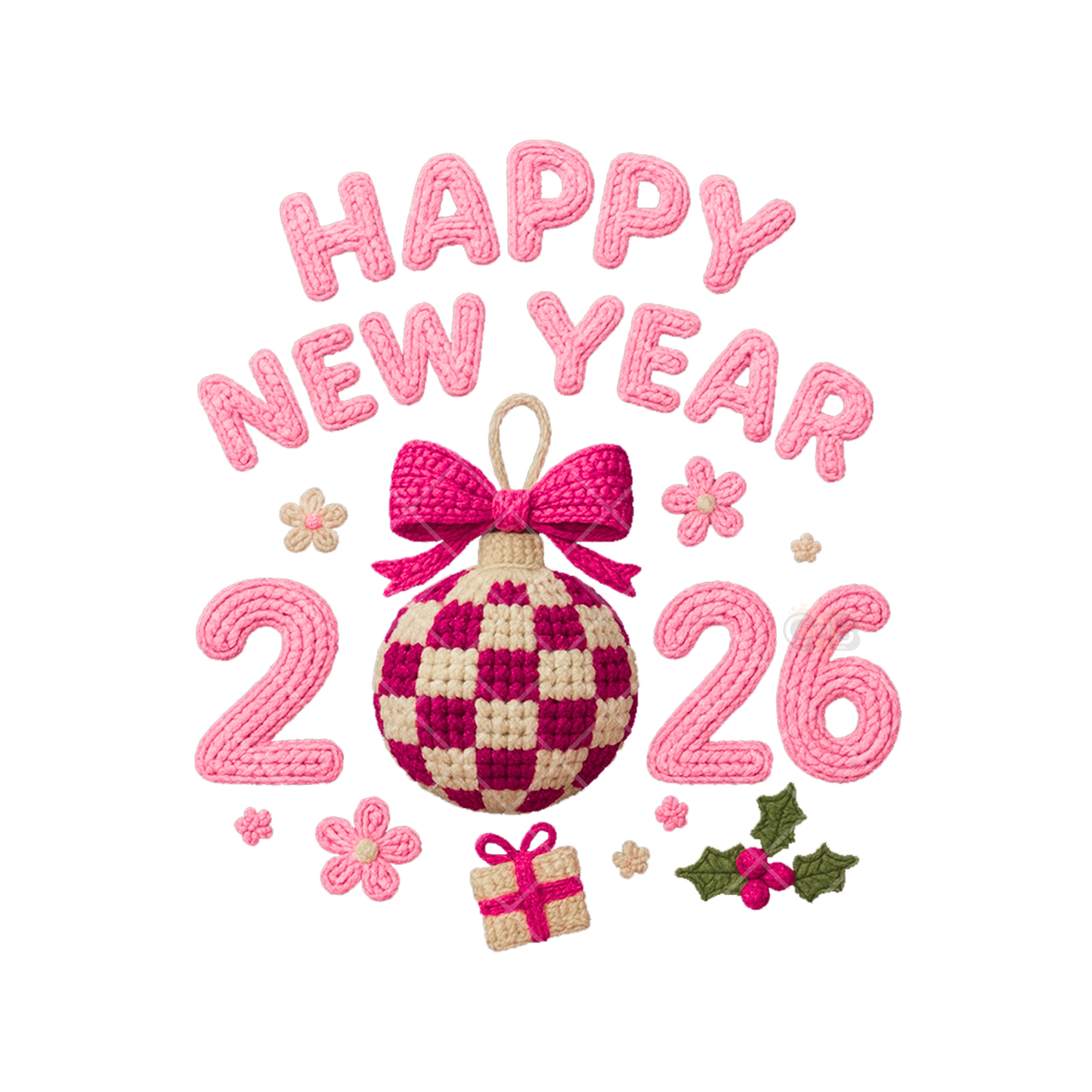 New Year 2026 Checkered Ball PNG File