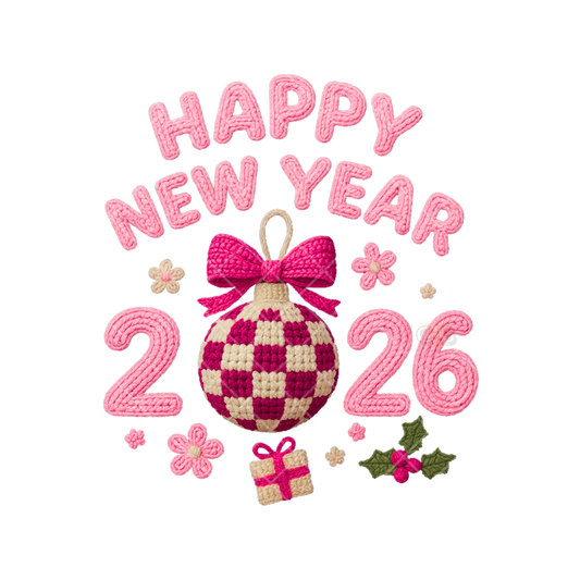 New Year 2026 Checkered Ball PNG File