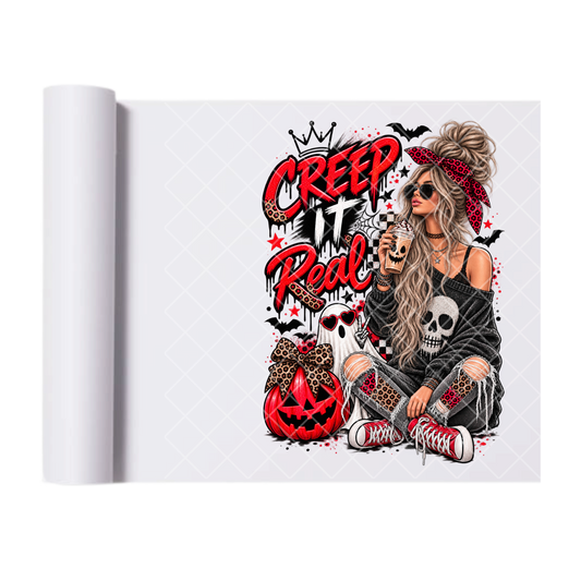 Creep It Real Blondie - Ready To Press Print Transfer for Apparel, Cotton, Polyester & Blends - High-Quality Print- Commercial Grade