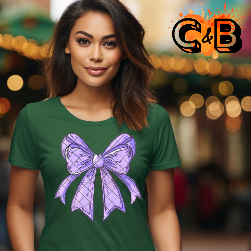 Purple bow illustration DTF transfer-high quality transfer for printing