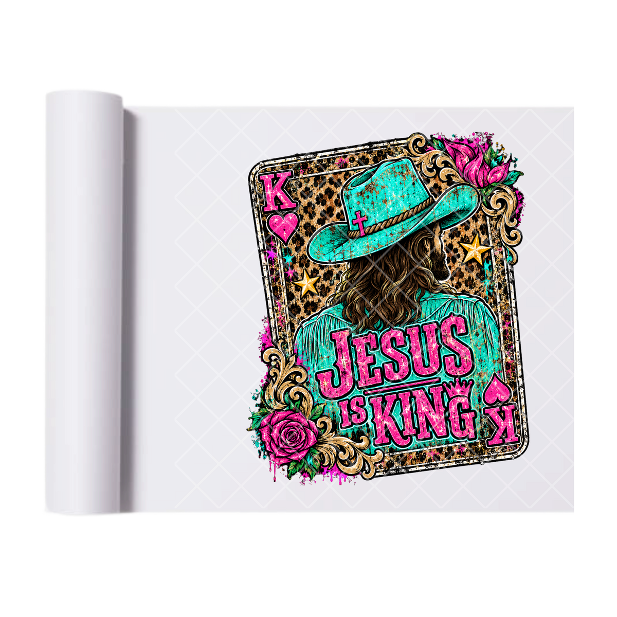 Jesus Is King Playing Card - Direct-To-Film Heat Transfer for T-Shirts, Cotton, Polyester & Blends - High-Quality Print
