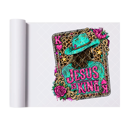 Jesus Is King Playing Card - Direct-To-Film Heat Transfer for T-Shirts, Cotton, Polyester & Blends - High-Quality Print
