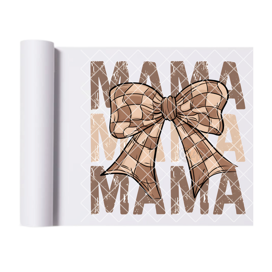 Mom checkered bow DTF film t shirt transfer