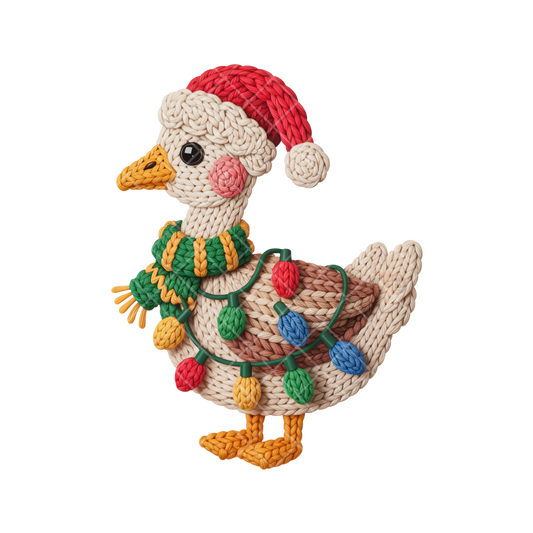 Christmas Duck Faux Crochet PNG File