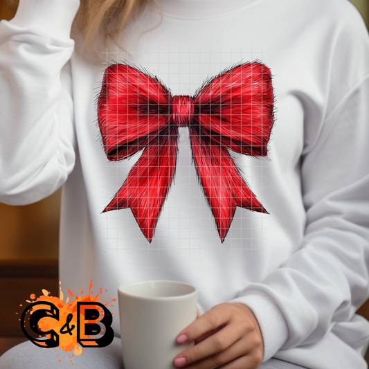 Red Furry Christmas Bow T-Shirt