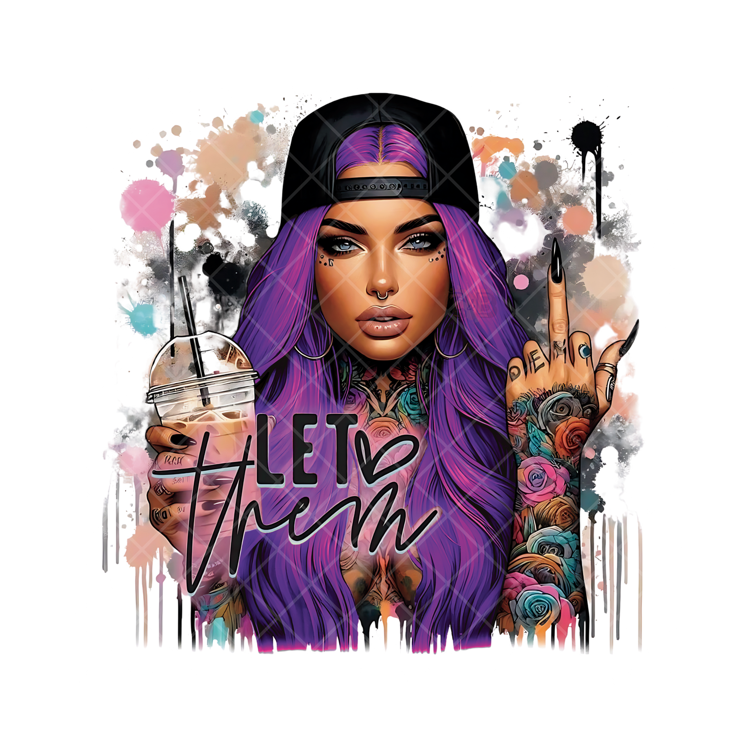 Let Them Babe Purple Hair PNG File