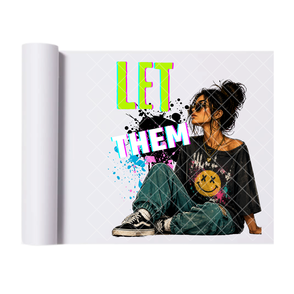 Let Them Neon Babe - Ready To Press Print Transfer for Apparel, Cotton, Polyester & Blends - High-Quality Print- Commercial Grade