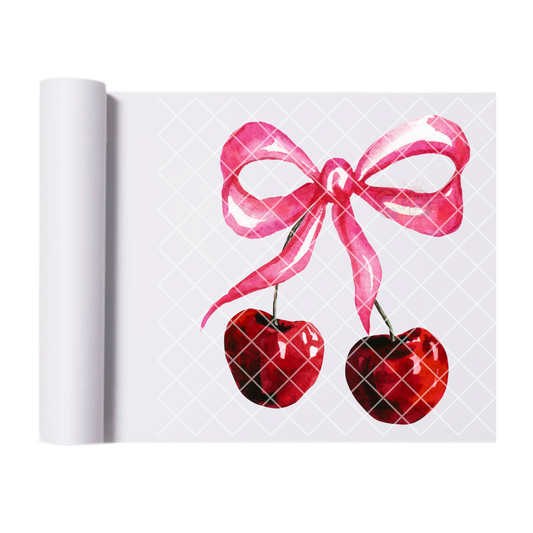Cherry pink ribbon watercolor DTF transfer-high quality transfer for printing