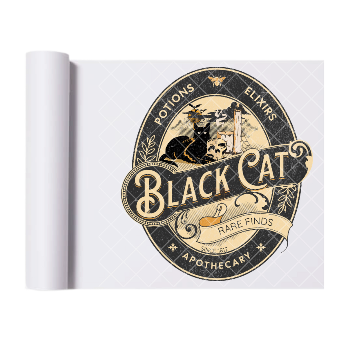 Black Cat Vintage - Ready To Press Print Transfer for Apparel, Cotton, Polyester & Blends - High-Quality Print- Commercial Grade