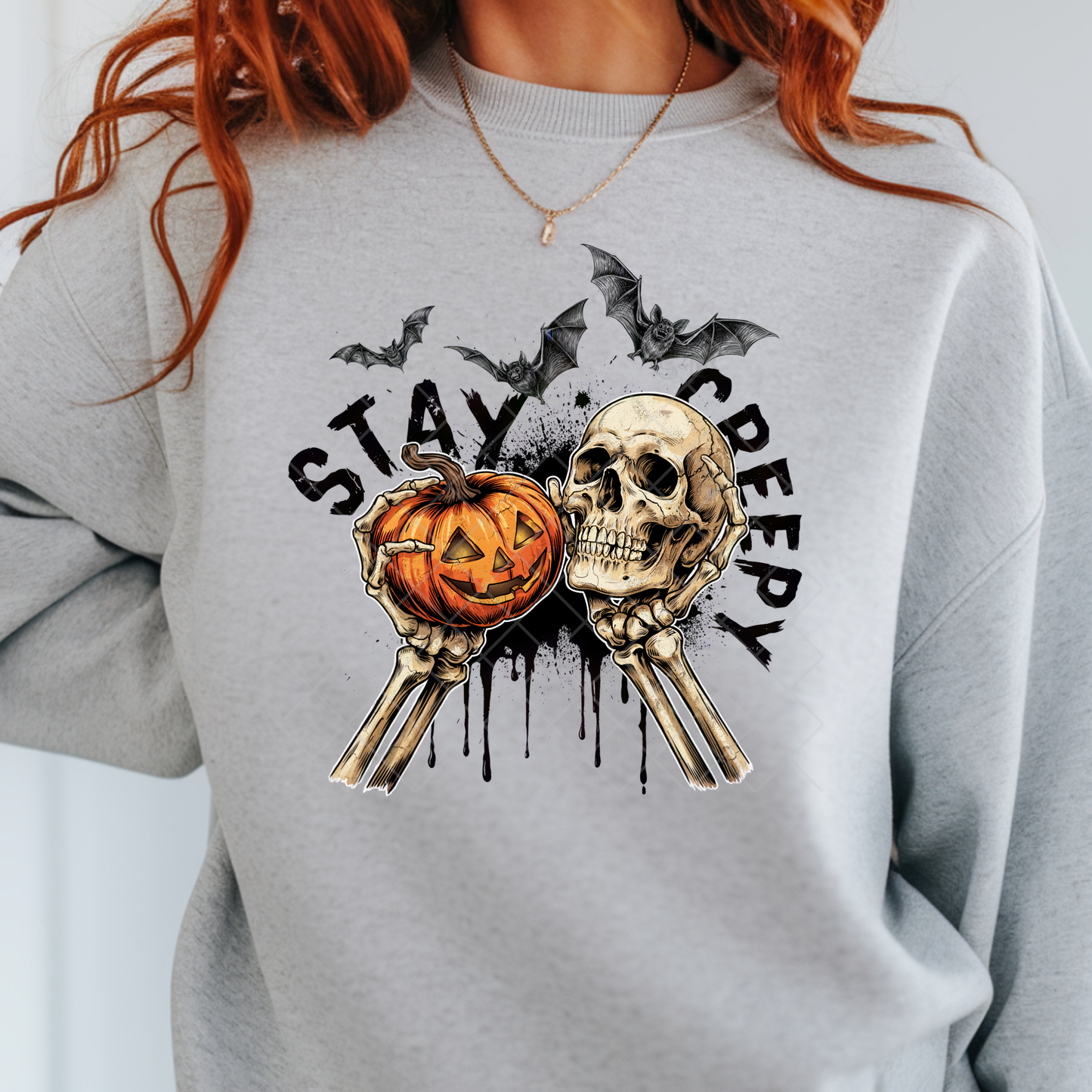Stay Creep Illustration Halloween - Premium Graphic T-Shirt for Casual Wear
