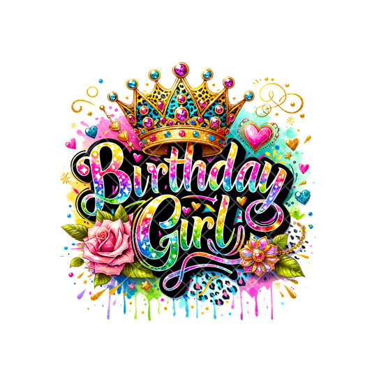 Birthday Girl With Crown PNG