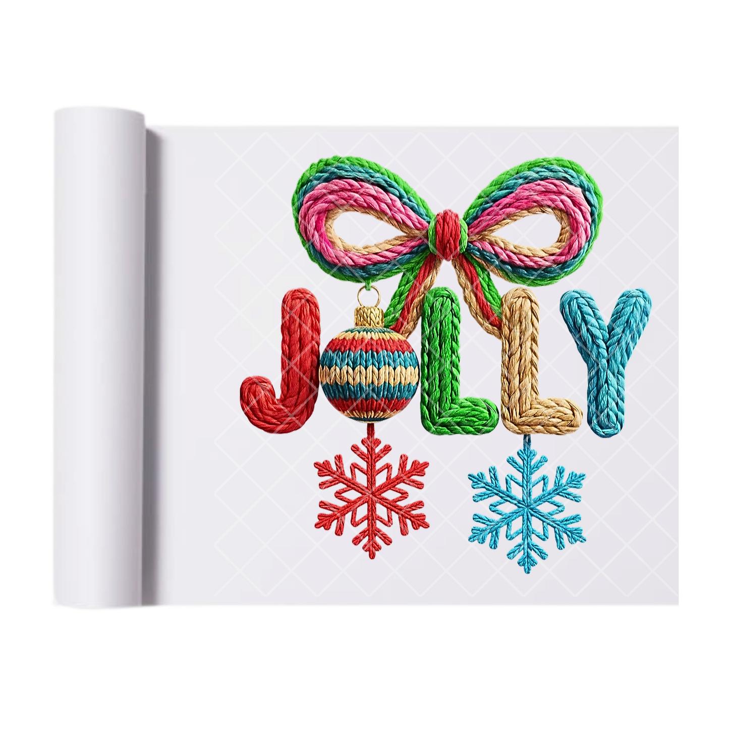 Jolly Snow Flakes Faux Yarn - Direct-To-Film Heat Transfer for T-Shirts, Cotton, Polyester & Blends - High-Quality Print