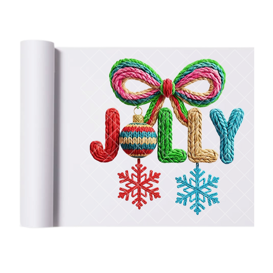 Jolly Snow Flakes Faux Yarn - Direct-To-Film Heat Transfer for T-Shirts, Cotton, Polyester & Blends - High-Quality Print