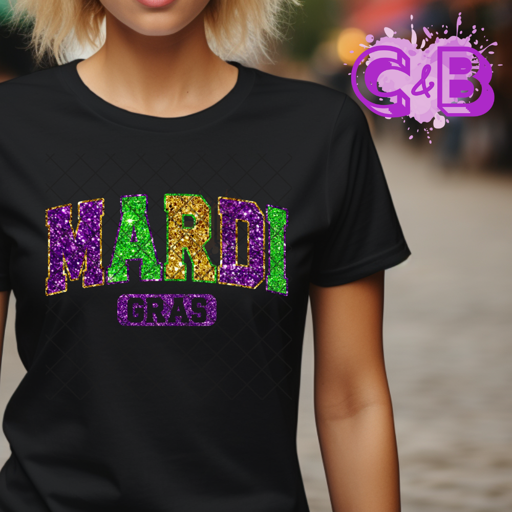 Mardi Gras glitter college letter PNG