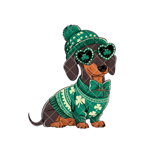 Dachshund In Green PNG