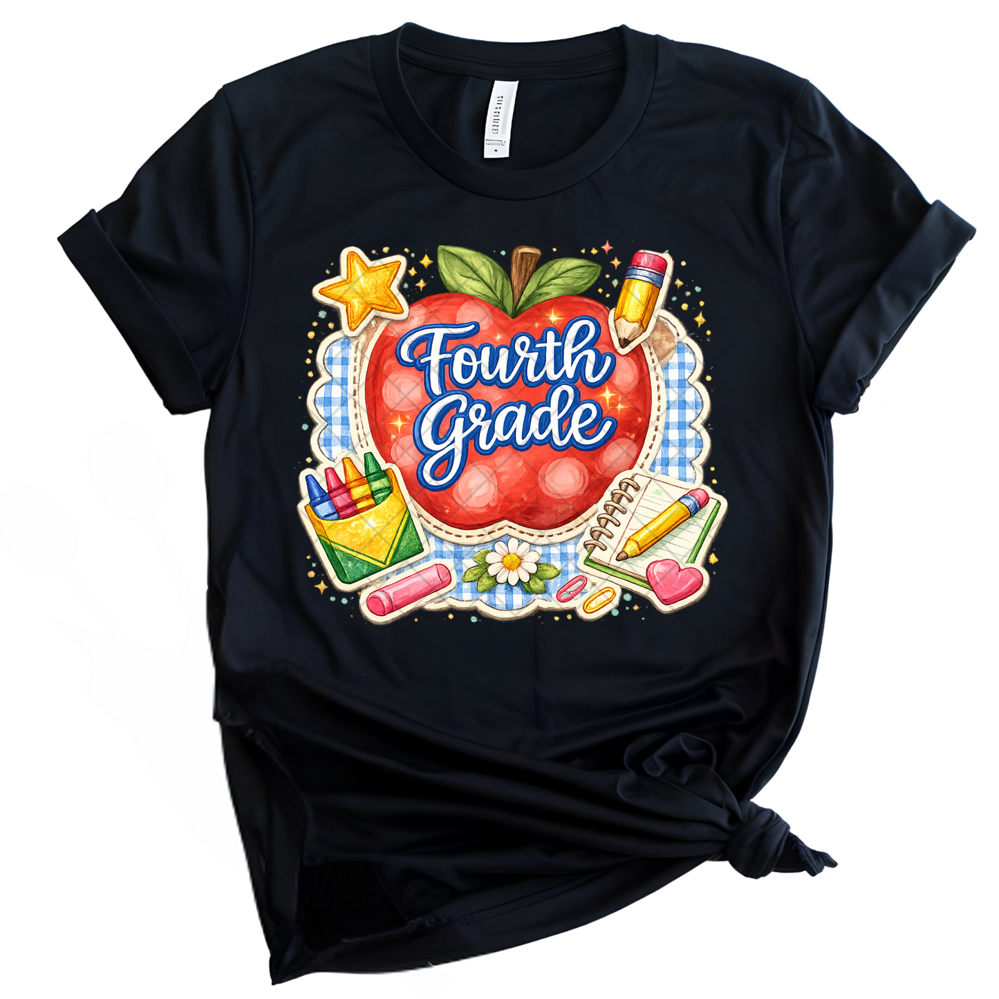 Fourth Grade Apple & Pencils - Premium Graphic T-Shirt for Casual Wear