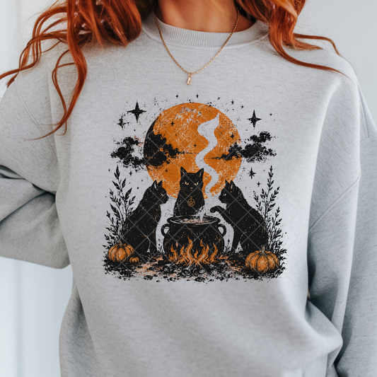 Black Cats Casting Spells - Premium Graphic T-Shirt for Casual Wear