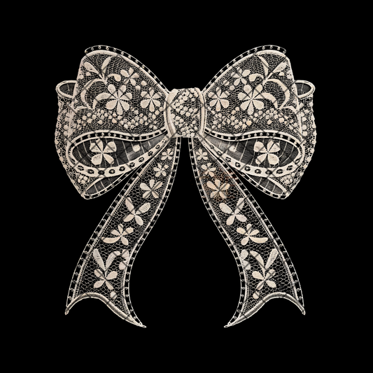 Cream Lace Bow PNG