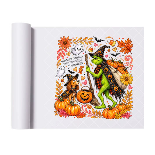 Steal Halloween Grinch and Max - Ready To Press Print Transfer for Apparel, Cotton, Polyester & Blends - High-Quality Print- Commercial Grade