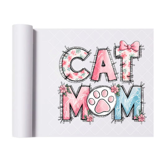 Cat Mom Pup Paw - Direct Print Film Transfer for Trendy T-Shirts, Cotton, Polyester & Blends - High-Quality Print