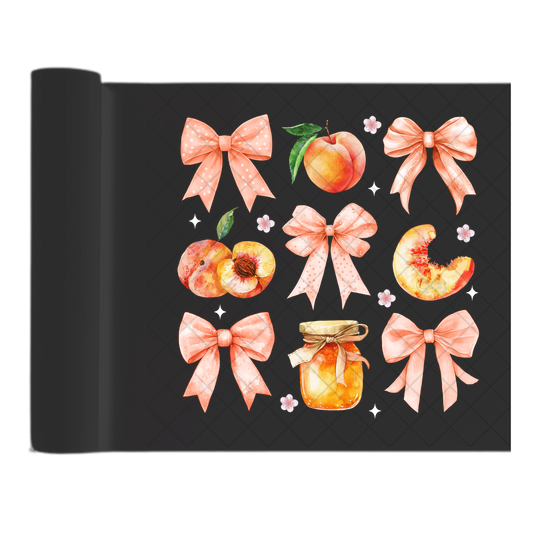 Peach Themed Bows - Direct Print Film Transfer for Trendy T-Shirts, Cotton, Polyester & Blends - High-Quality Print