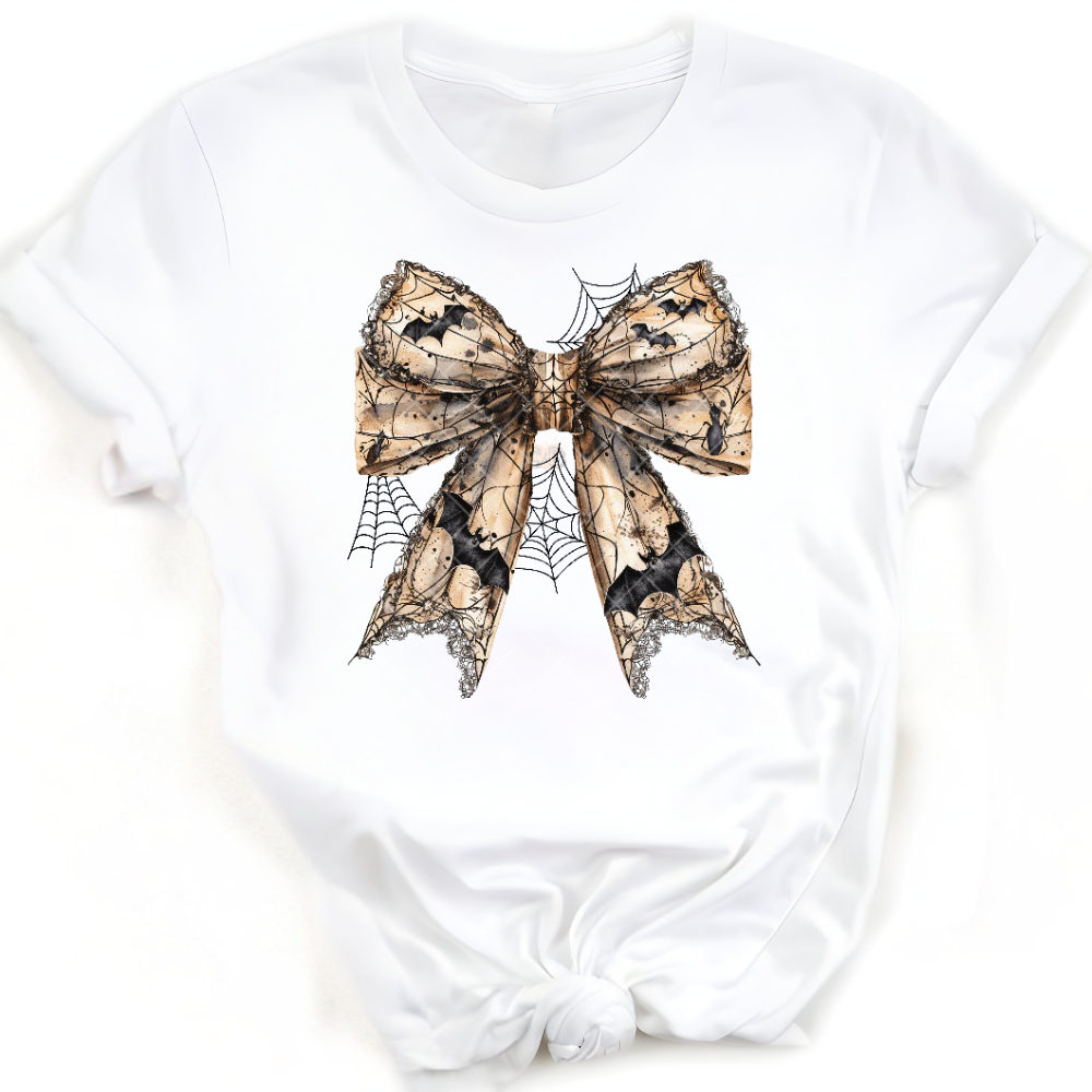 Haunted Halloween Bow Webs - Premium Graphic T-Shirt for Casual Wear