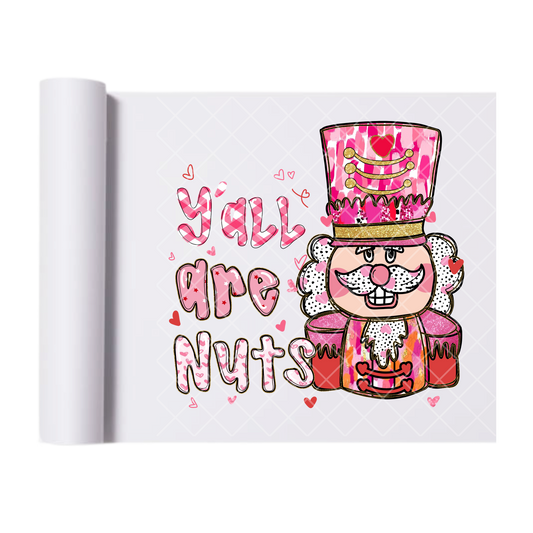 Yall Are Nuts Christmas - Direct-To-Film Heat Transfer for T-Shirts, Cotton, Polyester & Blends - High-Quality Print