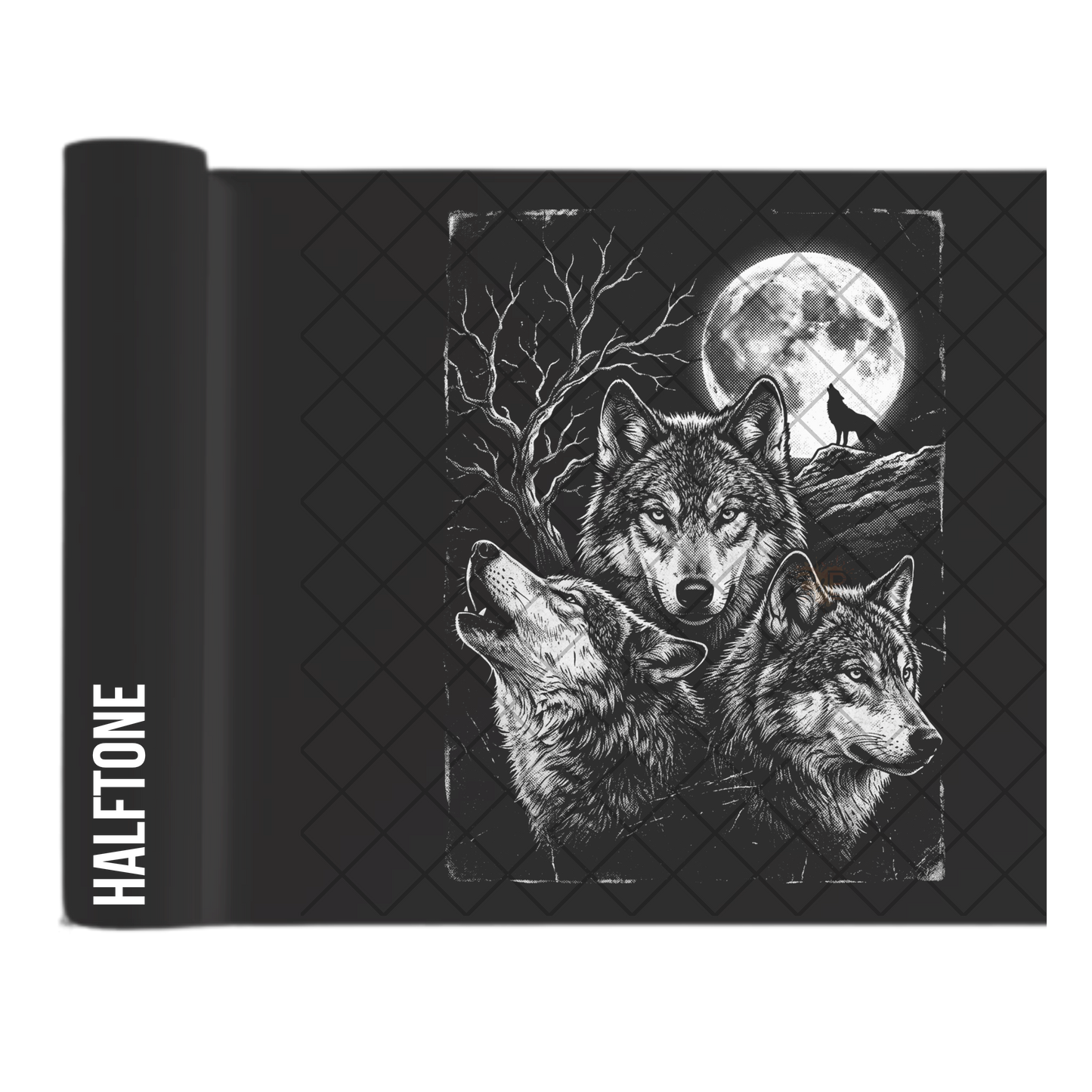 White Howling Wolves - Direct Transfer Print, Ready To Press For T-Shirts, Cotton, Polyester & Blends - Tshirt Business Quality