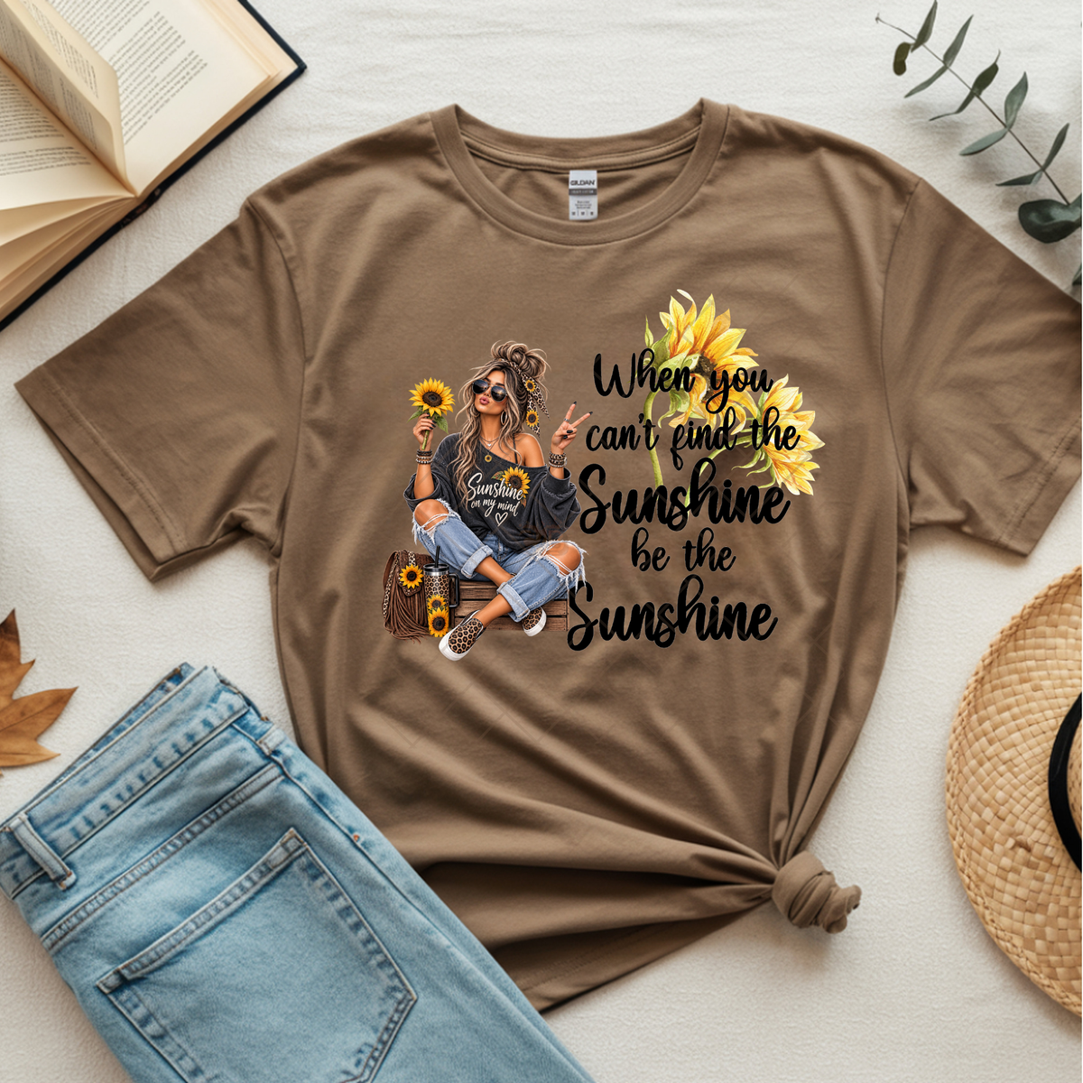 When You Can't Find Sunshine Sunflowers - Premium Graphic T-Shirt for Casual Wear