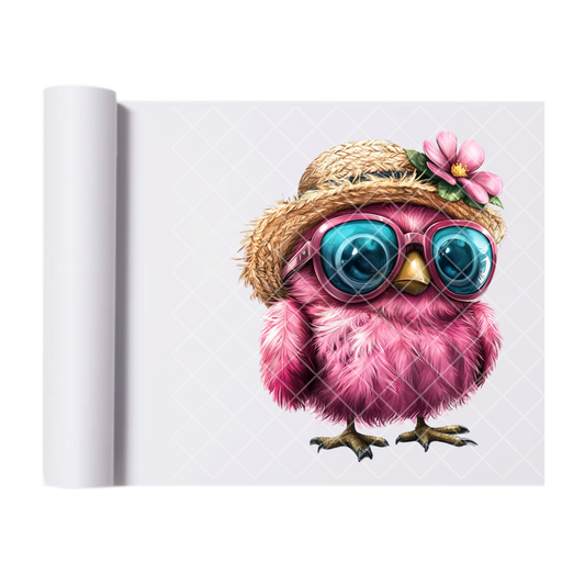Pink Summer Bird - Direct Print Film Transfer for Trendy T-Shirts, Cotton, Polyester & Blends - High-Quality Print